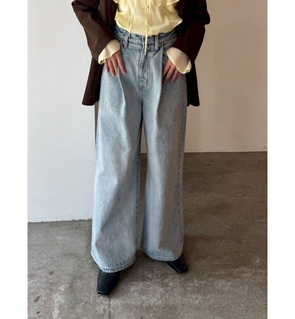LAGUNAMOON「タックデニムワイドパンツ」|デニム|