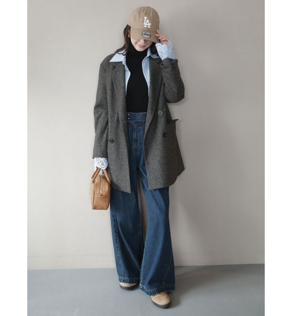 LAGUNAMOON「ベルテッドルーズワイドデニムパンツ」|デニム|