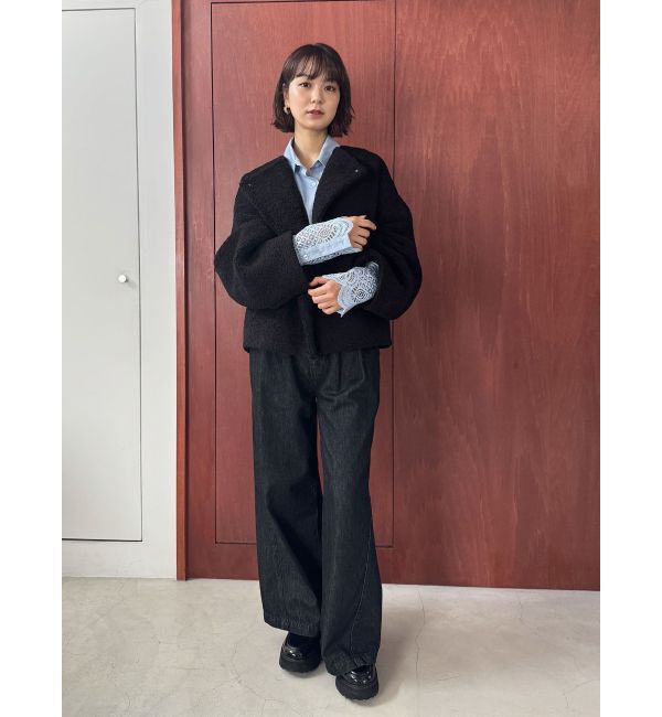 LAGUNAMOON「ベルテッドルーズワイドデニムパンツ」|デニム|