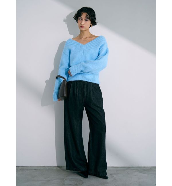 LAGUNAMOON「ベルテッドルーズワイドデニムパンツ」|デニム|