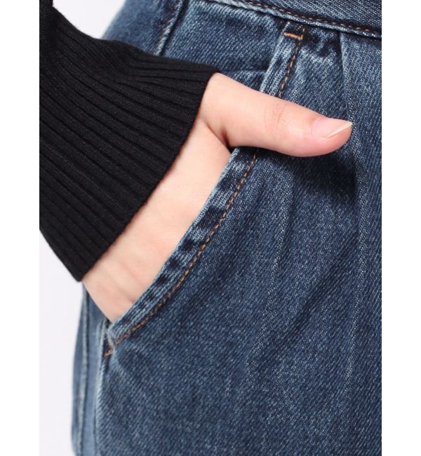 LAGUNAMOON「ベルテッドルーズワイドデニムパンツ」|デニム|