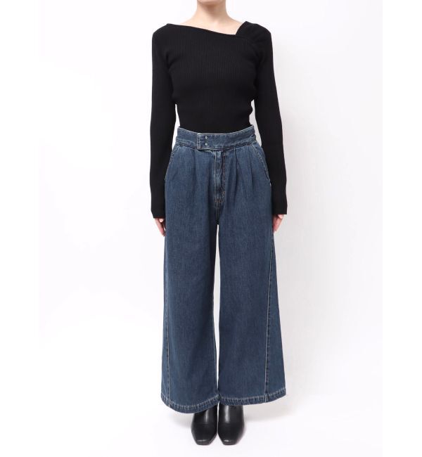 LAGUNAMOON「ベルテッドルーズワイドデニムパンツ」|デニム|