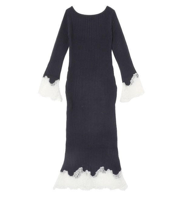 LAGUNAMOON「レースドッキングリブニットワンピース」|ワンピース|