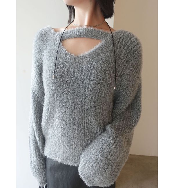 LAGUNAMOON「バックデザインファーラメニットプルオーバー」|ニット・セーター|