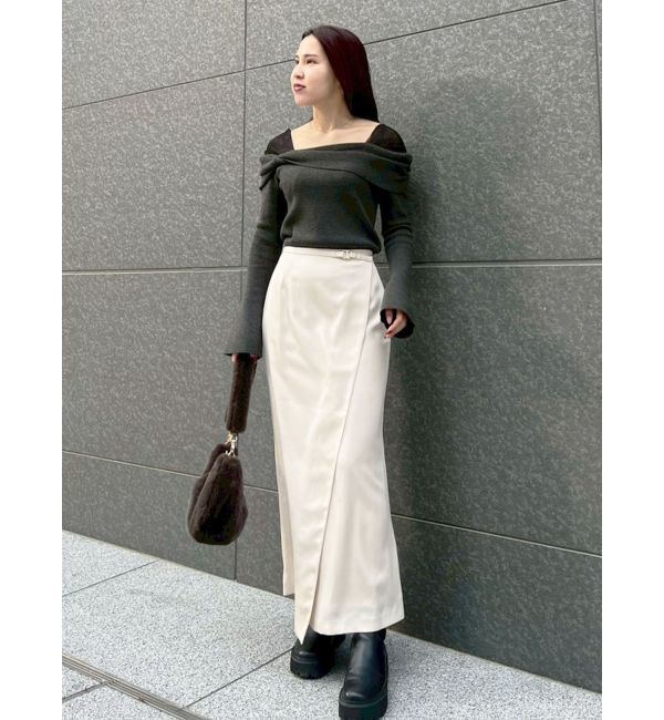 LAGUNAMOON「チュールコンビオフショルニットプルオーバー」|ニット・セーター|