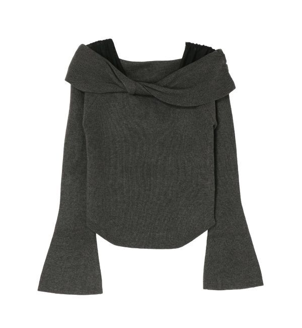 LAGUNAMOON「チュールコンビオフショルニットプルオーバー」|ニット・セーター|