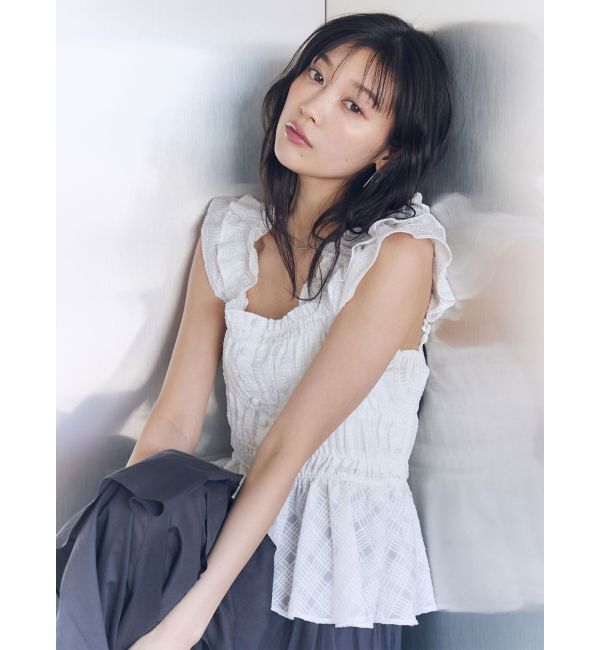 LAGUNAMOON「シアーチェックシャーリングブラウス」|シャツ・ブラウス|