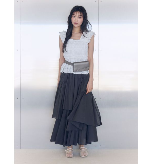 LAGUNAMOON「シアーチェックシャーリングブラウス」|シャツ・ブラウス|