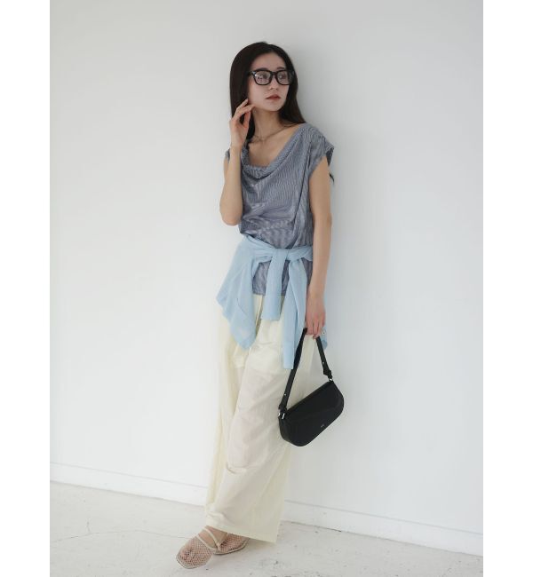 LAGUNAMOON「【接触冷感】オフショルドレープカットトップス」|Tシャツ・カットソー|