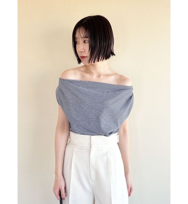 LAGUNAMOON「【接触冷感】オフショルドレープカットトップス」|Tシャツ・カットソー|