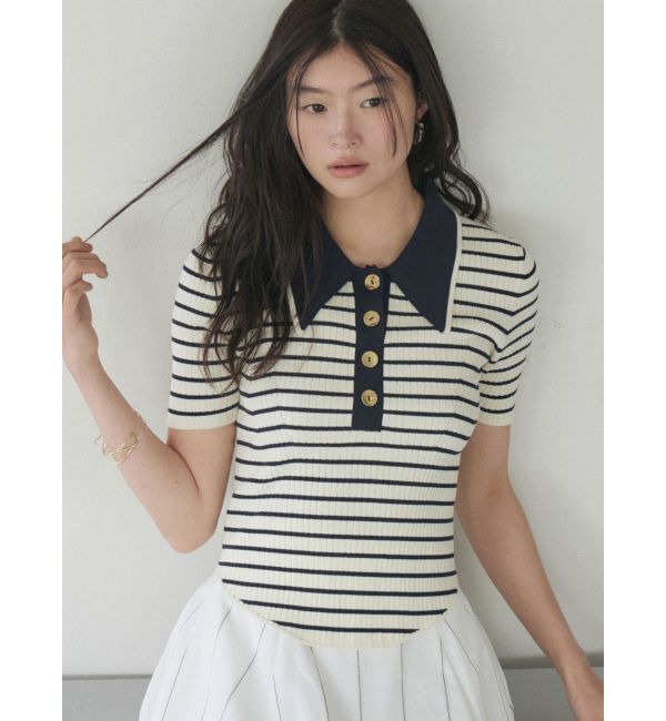 LAGUNAMOON「カラーネックラインニットプルオーバー」|ニット・セーター|