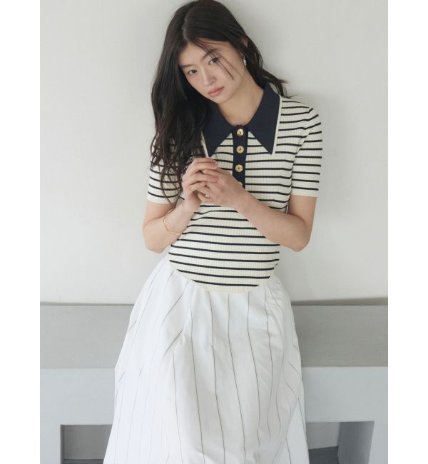 LAGUNAMOON「カラーネックラインニットプルオーバー」|ニット・セーター|