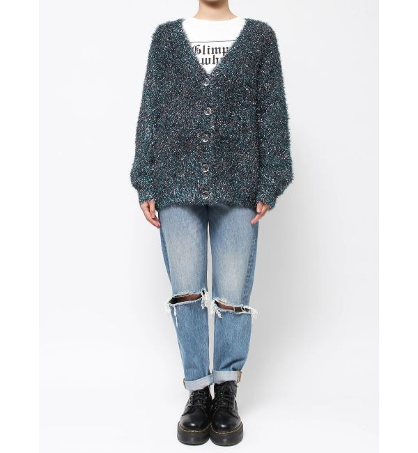 jouetie「ラメシャギーVネックカーデ」|カーディガン|