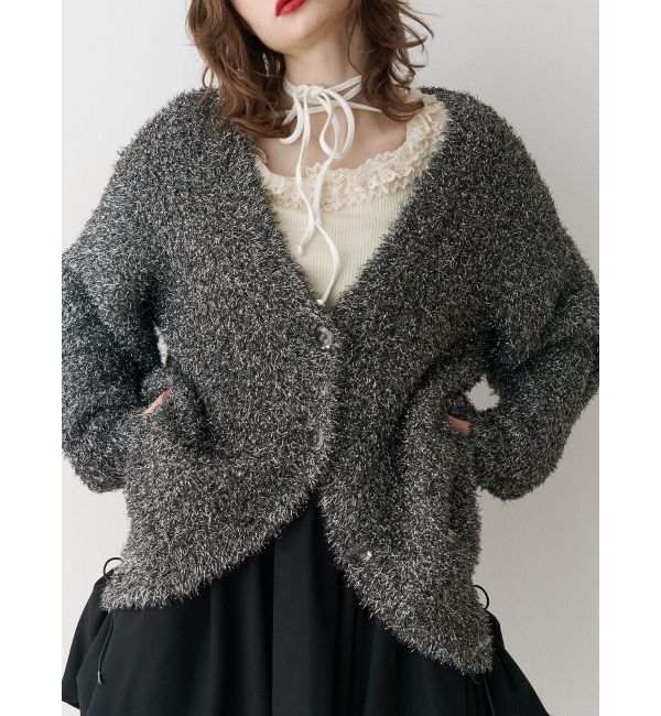jouetie「ラメシャギーVネックカーデ」|カーディガン|