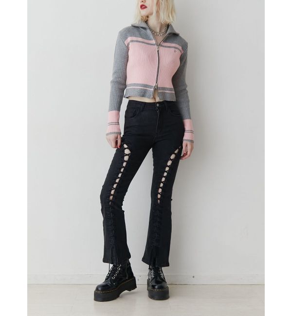 jouetie「ラインハイネックジップカーデ」|カーディガン|