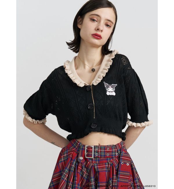 jouetie「【メロクロコラボ】KUROMIフリルニットカーデ」|カーディガン|