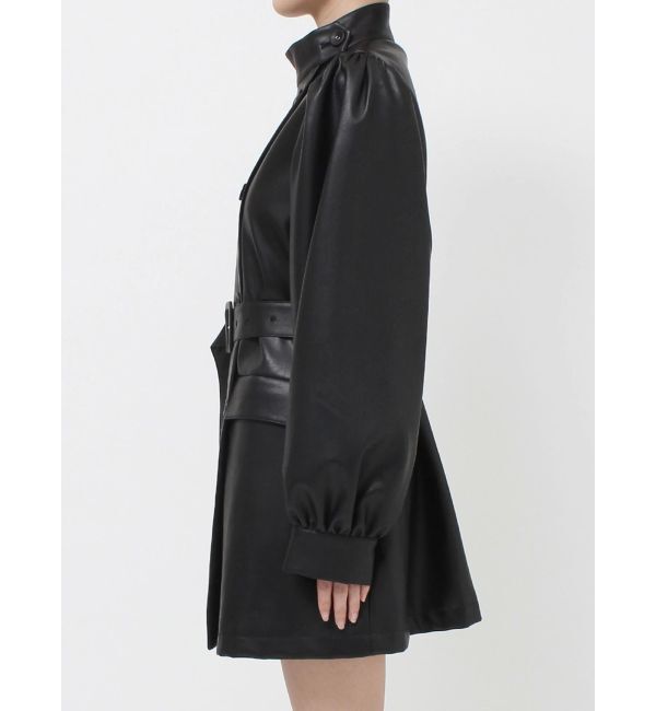 jouetie「フェイクレザーAラインジャケット」|ライダースジャケット|