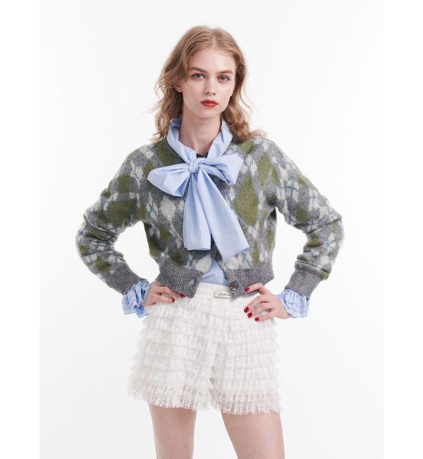 jouetie「2WAYパターンショートカーデ」|カーディガン|グレー