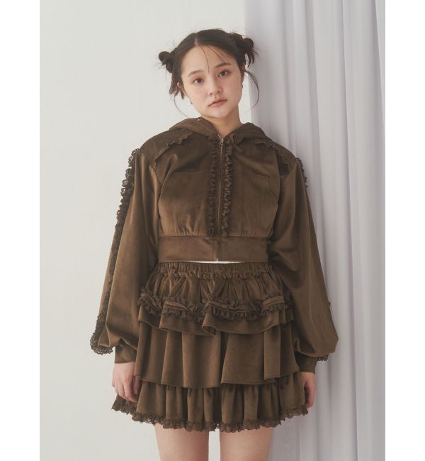 merry jenny「フリルベロアミニスカート」|スカート|