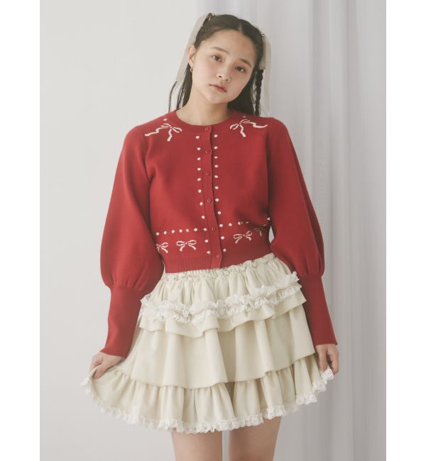 merry jenny「フリルベロアミニスカート」|スカート|