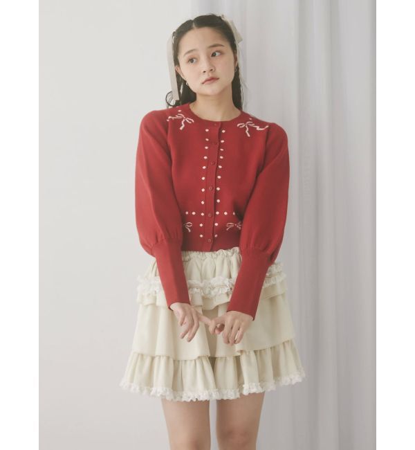 merry jenny「フリルベロアミニスカート」|スカート|