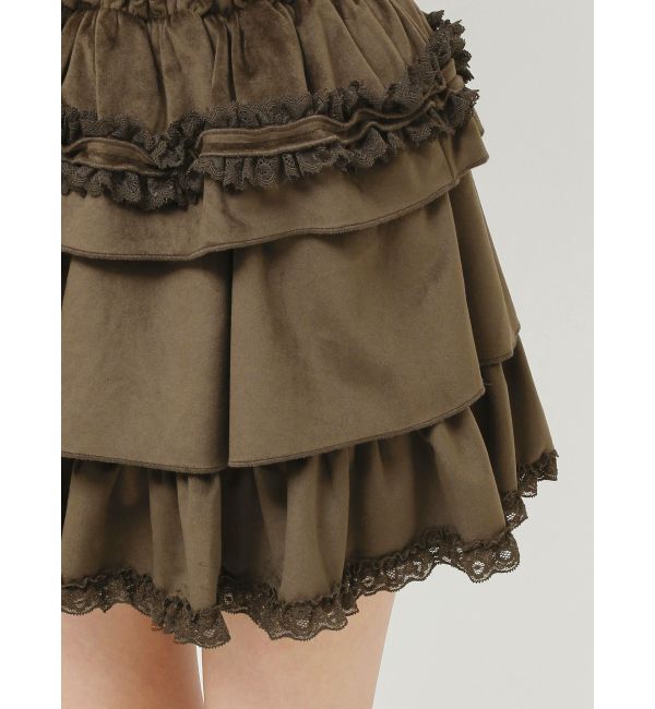merry jenny「フリルベロアミニスカート」|スカート|