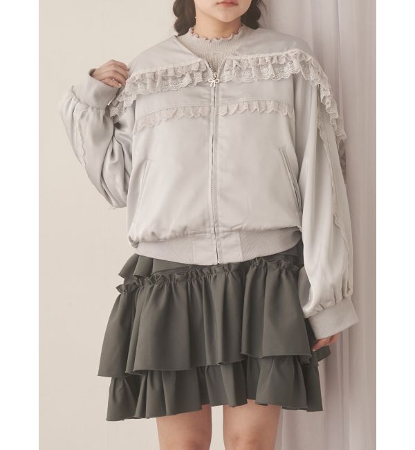 merry jenny「ribbonセーラーサテンブルゾン」|ブルゾン・スタジャン|グレー