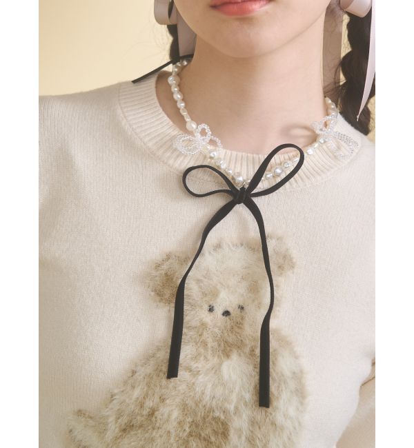 merry jenny「ribbon pearl choker」|ネックレス|ブラック