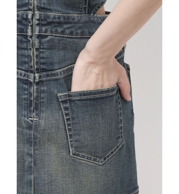 GYDA「GD MOLD SIDE OPENスカートライクデニムワンピース」|ワンピース|