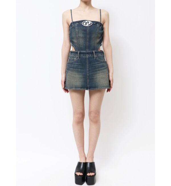 GYDA「GD MOLD SIDE OPENスカートライクデニムワンピース」|ワンピース|