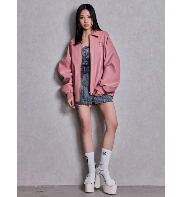 GYDA「Symmetry GYDAフロントZIPスカートライクデニムタイトミニワンピース」|ワンピース|