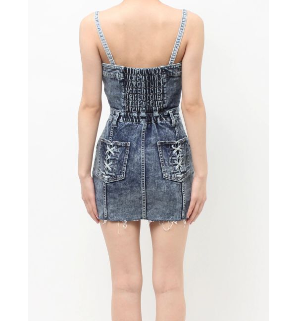 GYDA「Symmetry GYDAフロントZIPスカートライクデニムタイトミニワンピース」|ワンピース|