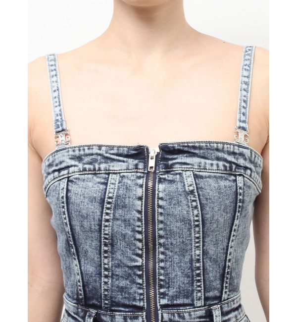 GYDA「Symmetry GYDAフロントZIPスカートライクデニムタイトミニワンピース」|ワンピース|