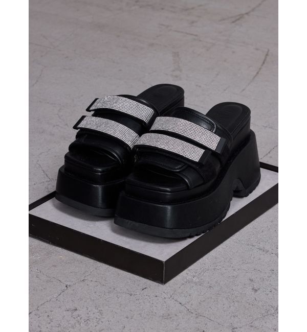 GYDA「Thick sole bijouストラップサンダル」|サンダル|ブラック