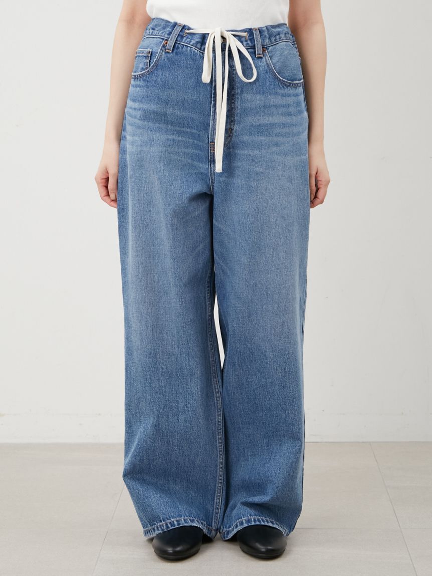 Mila Owen「ウエストドロストワイドデニムパンツ」|デニム|