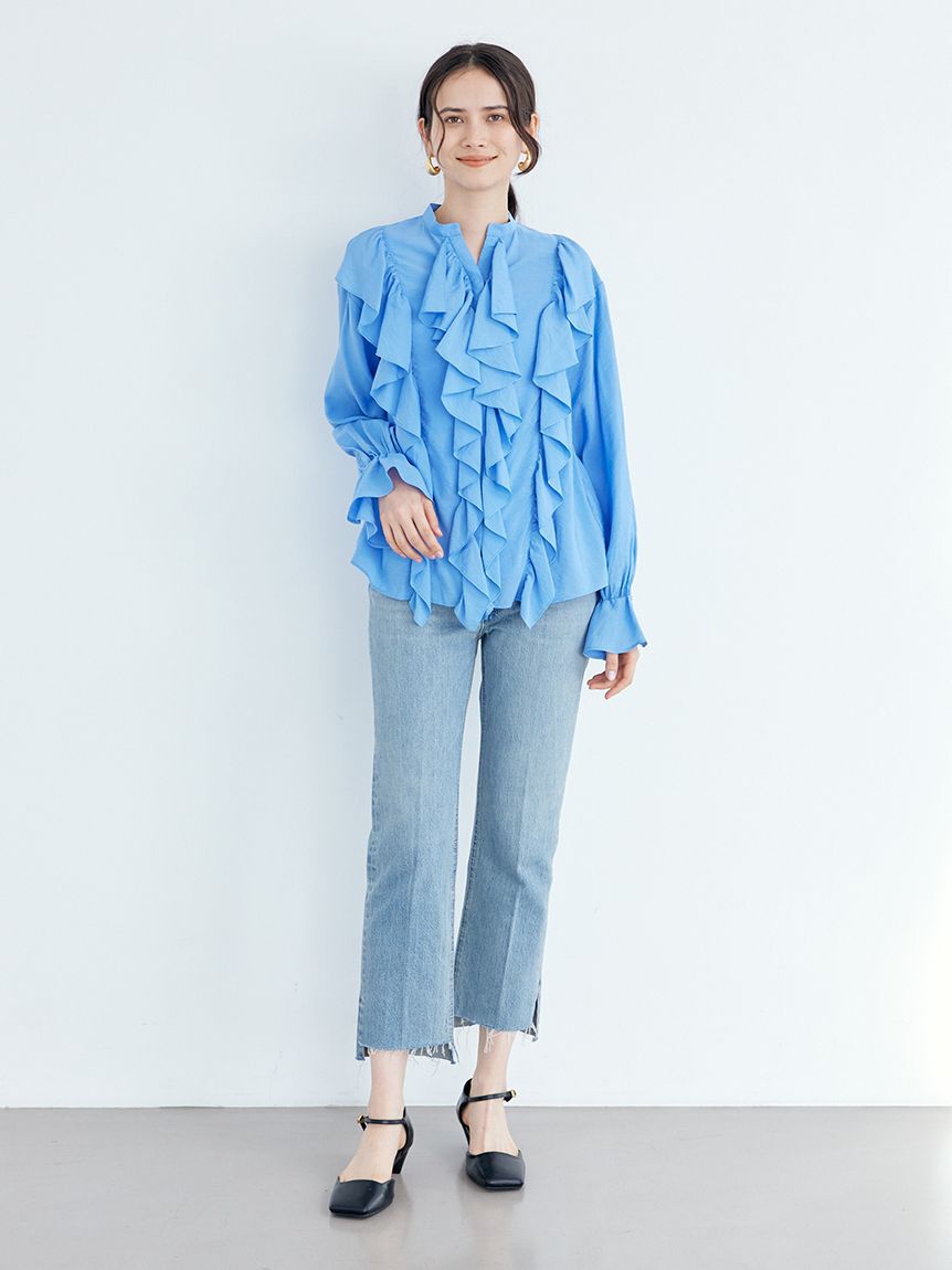 Mila Owen「【MILA PANTS】裾段差テーパードデニムパンツ」|デニム|