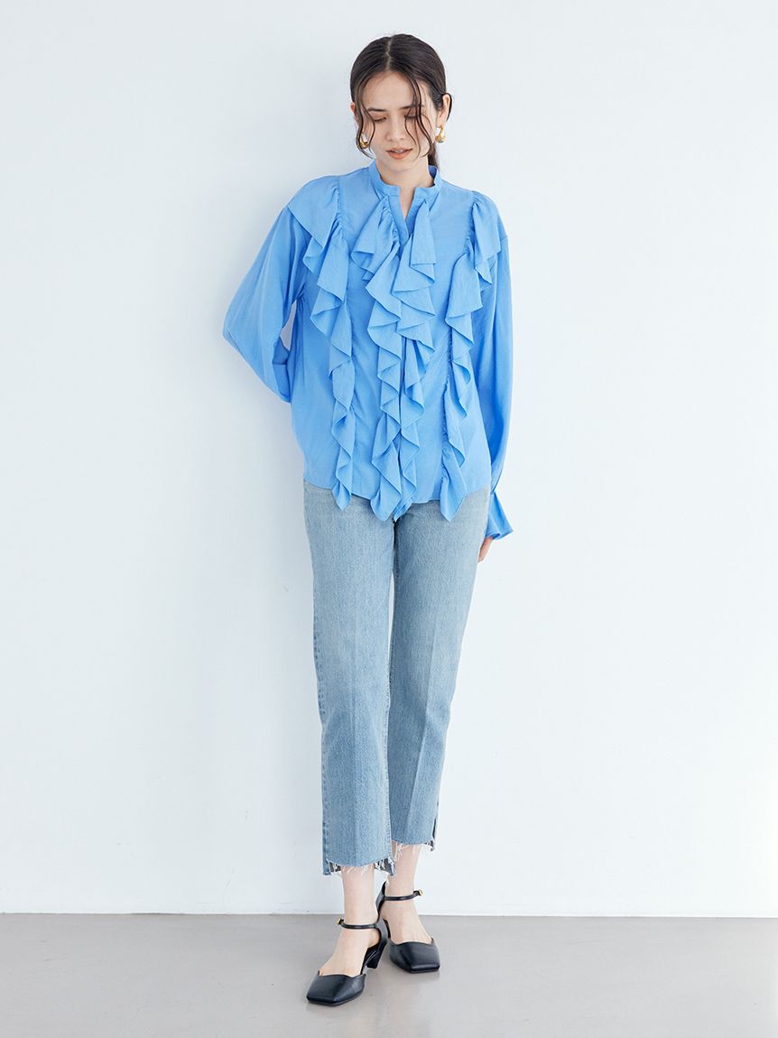 Mila Owen「【MILA PANTS】裾段差テーパードデニムパンツ」|デニム|