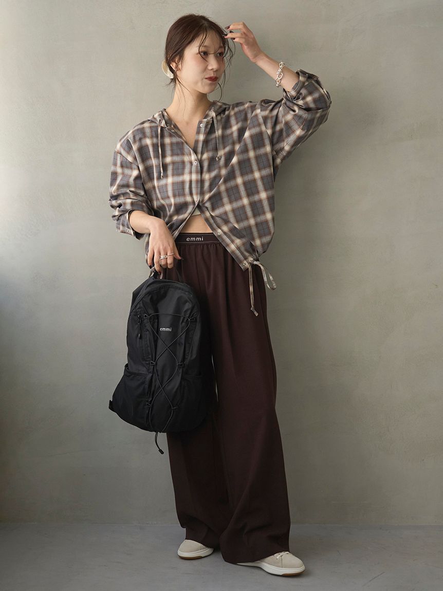 emmi atelier「チェックフーディーシャツ」|シャツ・ブラウス|