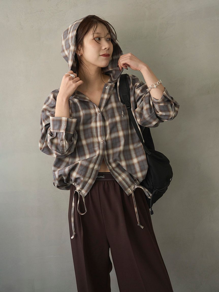 emmi atelier「チェックフーディーシャツ」|シャツ・ブラウス|