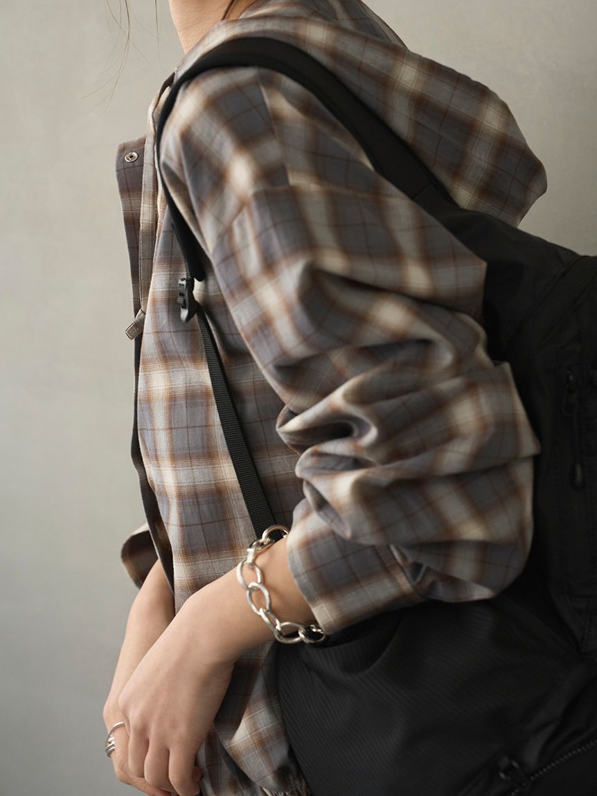 emmi atelier「チェックフーディーシャツ」|シャツ・ブラウス|