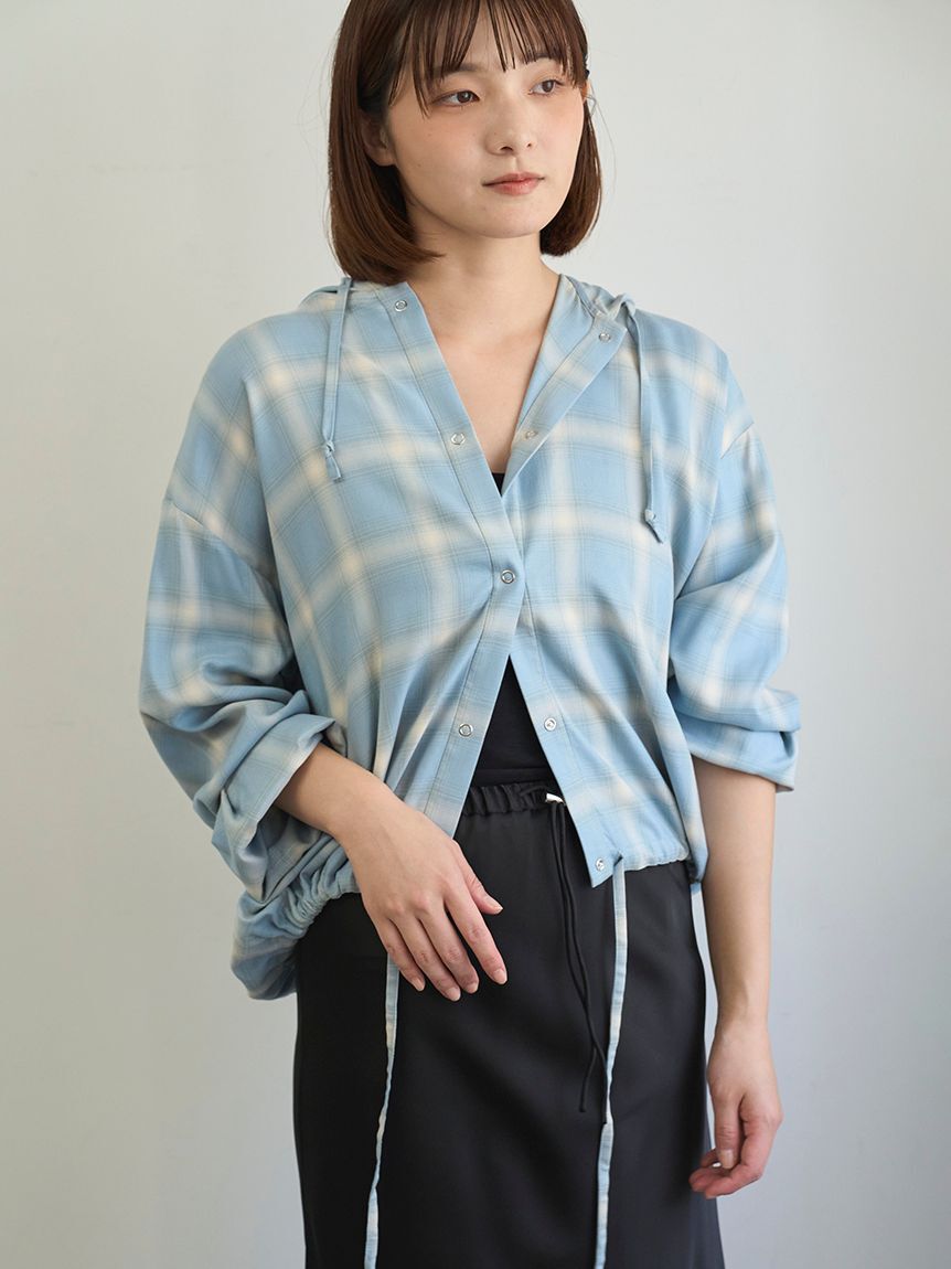 emmi atelier「チェックフーディーシャツ」|シャツ・ブラウス|