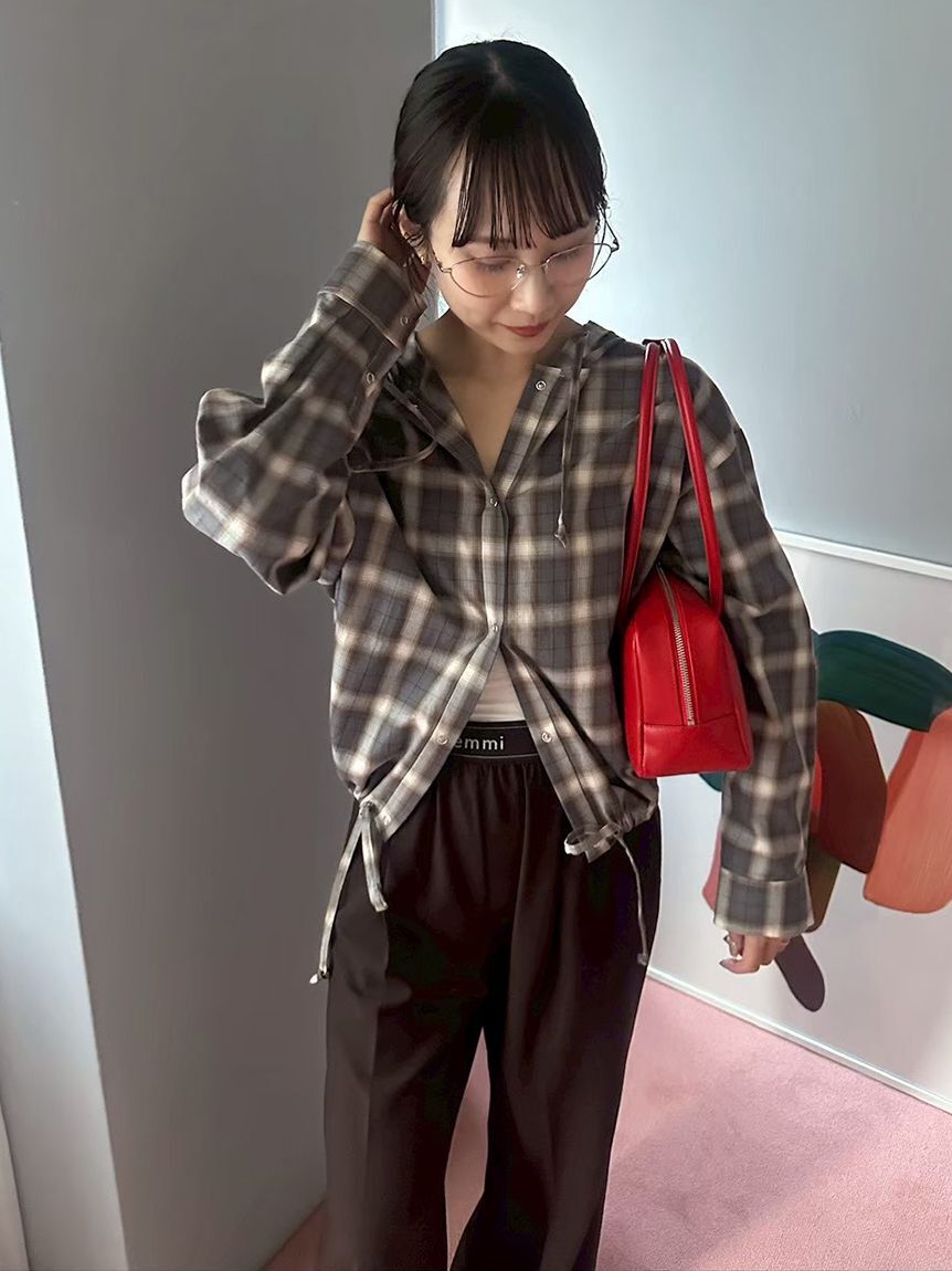 emmi atelier「チェックフーディーシャツ」|シャツ・ブラウス|