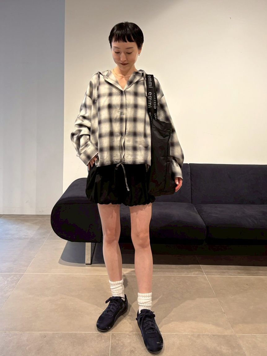 emmi atelier「チェックフーディーシャツ」|シャツ・ブラウス|