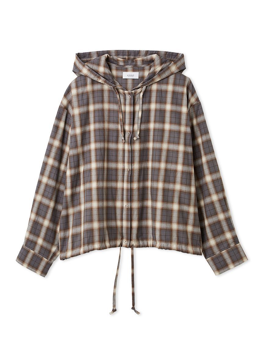 emmi atelier「チェックフーディーシャツ」|シャツ・ブラウス|