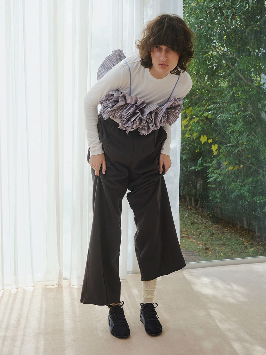 emmi atelier「チェックフリルビスチェ【セットアップ対応】」|ベスト・ジレ|