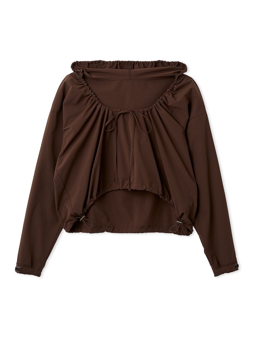 emmi atelier「【Movique】ギャザーショートフーディー/撥水/UVカット/接触冷感」|スウェット・ジャージ|