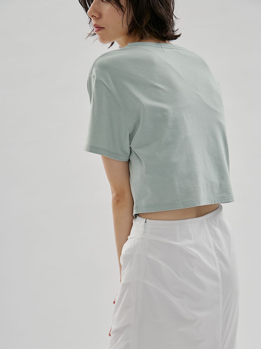 emmi atelier「【em】emmiロゴクロップドTシャツ/UVカット/接触冷感」|Tシャツ・カットソー|