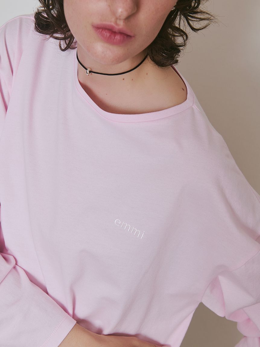 emmi atelier「emmiロゴクルーネックロングTシャツ」|Tシャツ・カットソー|