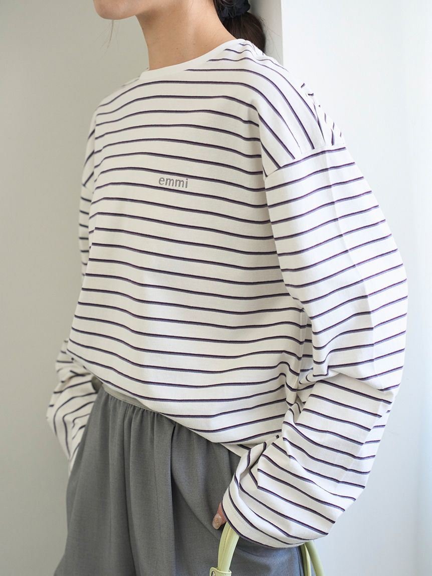 emmi atelier「emmiロゴクルーネックロングTシャツ」|Tシャツ・カットソー|BORDER