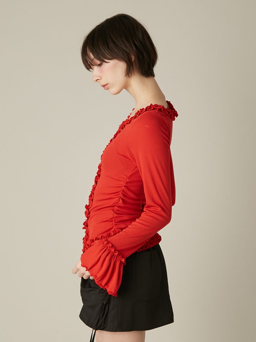 FURFUR「【WEB限定カラー】フリルカーディガン」|カーディガン|